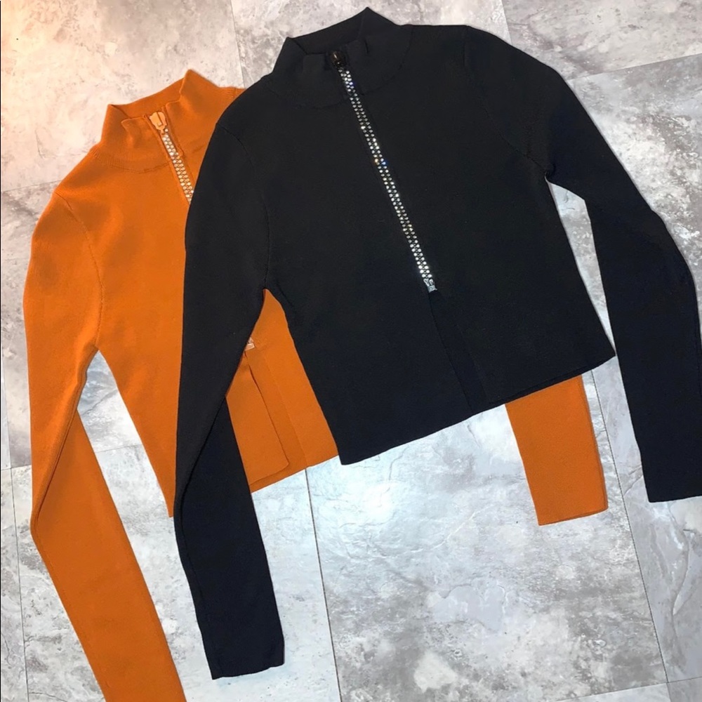 New Bling zip up jacket -BLACK